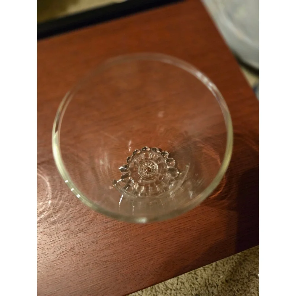 Vintage Clear Glass Footed Goblet with Beaded Hobnail Base Pedestal Water Wine‎